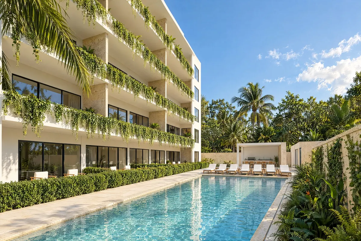 Pool and garden, Lilly apartment, Ocean Tree Residences, Sosúa